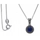 Collier argent rhodié 3,8g - lapis lazulli - zircon - 40cm