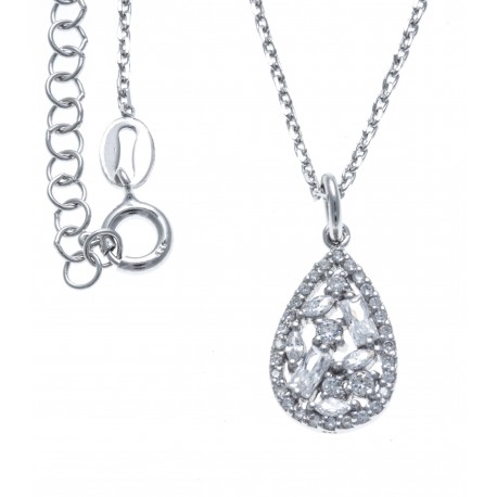 Collier argent rhodié 3,8g - zircons - hauteur 15mm - 38+5cm