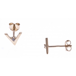 Boucles d'oreille plaqué or - forme V - zircon