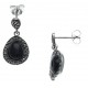 Boucles d'oreille argent rhodié 3,9g - marcassites - onyx