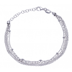 Bracelet argent rhodié 4 - 5 fils - 17+3cm