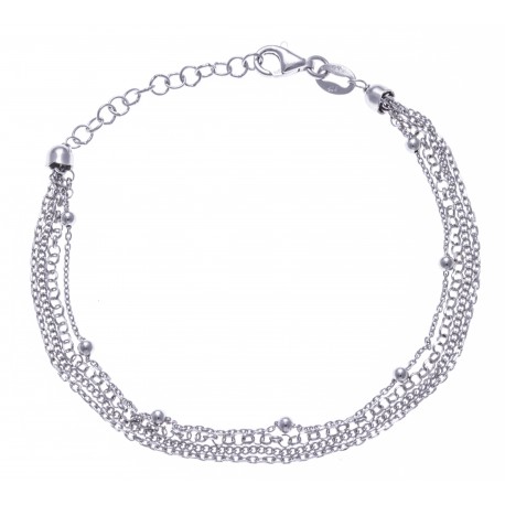 Bracelet argent rhodié 4 - 5 fils - 17+3cm