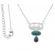 Collier argent rhodié 4g - nacre blanche - howlite - lapis lazuli - 40+5cm