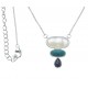 Collier argent rhodié 4g - nacre blanche - howlite - lapis lazuli - 40+5cm