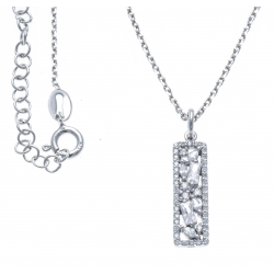 Collier argent rhodié 4g - zircons - hauteur 20mm - 38+5cm