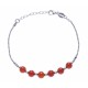 Bracelet argent rhodié 4,2g - 6 billes cornaline 6mm - 17+3cm