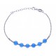 Bracelet argent rhodié 4,2g - 6 billes agathe bleue 6mm - 17+3cm