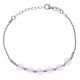 Bracelet argent rhodié 4,2g - 6 billes agathe rose 6mm - 17+3cm