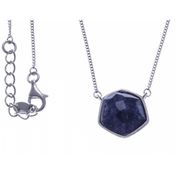 Collier argent rhodié 4,2g - sodalite - 45+3cm