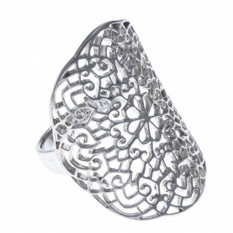 Bague argent rhodié 4,4g - filigrané - T50 à 60