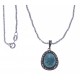 Collier argent rhodié 4,4g - marcassites - turquoise reconstituée - 40 cm