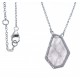 Collier argent rhodié, 4,6g - zircons - quartz rose - 40+2,5+2,5cm