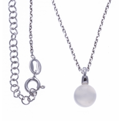 Collier argent rhodié 4,6g - pierre de lune - 38+5cm