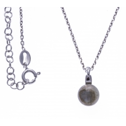 Collier argent rhodié 4,6g - labradorite - 38+5cm