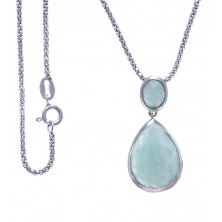 Collier argent rhodié 4,7g - amazonite - 45cm