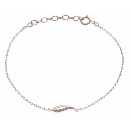 Bracelet plaqué or - vague - zircons - 17+3cm