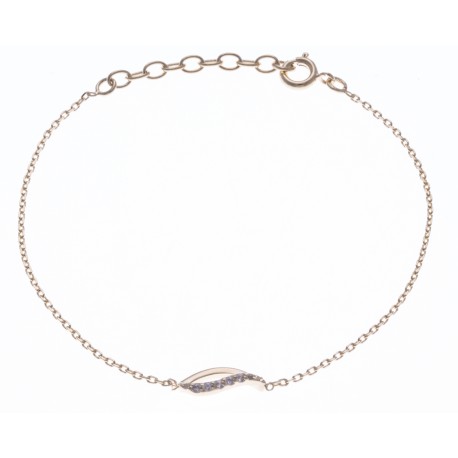 Bracelet plaqué or - vague - zircons - 17+3cm