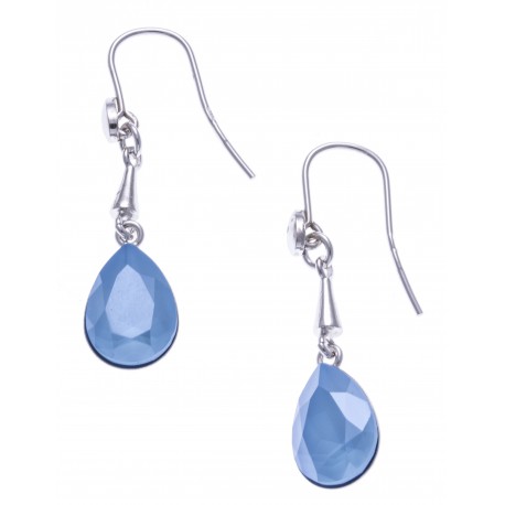 Boucles d'oreille argent rhodié 4,9g - cristal de Swarovski - summer blue