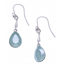 Boucles d'oreille argent rhodié 4,9g - cristal de Swarovski - mint green