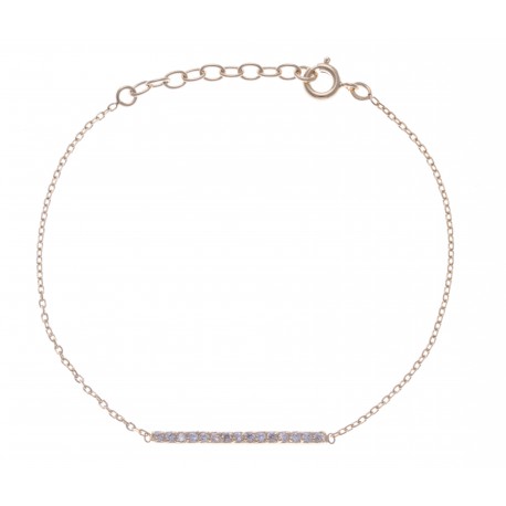 Bracelet plaqué or - barette - zircons - 17+3cm