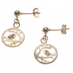 Boucles d'oreille plaqué or - oiseaux - zircons