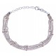 Bracelet argent rodié 5,2g - 2 tons rosé et rhodié - 6 fils - 17+3cm