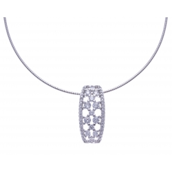 Collier argent rhodié 5,4g - zircons - 38+5cm