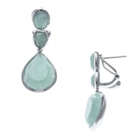 Boucles d'oreille argent rhodié 6g - amazonite