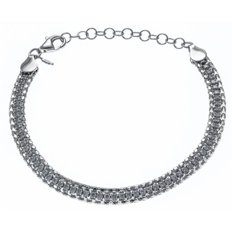 Bracelet argent rhodié  6,9g - zircons - 18+4cm