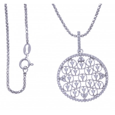 Collier argent rhodié 6,9g - zircons - 45cm