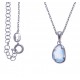 Collier argent rhodié 3g - calcedoine bleue - 40cm