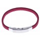 Bracelet acier homme - tissus rouge - largeur 0,8cm - réglable 20-21,5cm