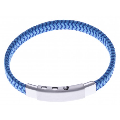 Bracelet acier homme - tissus bleu - largeur 0,8cm -  réglable 20-21,5cm