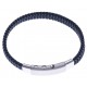 Bracelet acier homme - tissus bleu et noir - largeur 0,8cm -  réglable 20-21,5cm