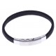 Bracelet acier homme - tissus noir - largeur 0,8cm - réglable 20-21,5cm