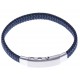 Bracelet acier homme - tissus bleu et noir - largeur 0,8cm -  réglable 20-21,5cm
