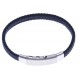 Bracelet acier homme - tissus bleu foncé - largeur 0,8cm - réglable 20-21,5cm