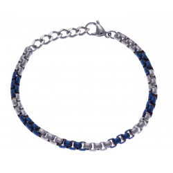 Bracelet acier homme - 2 tons - bleu et blanc - 20+3cm