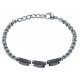 Bracelet acier homme - 2 tons - noir et blanc - 3 composants noirs - 20+3cm
