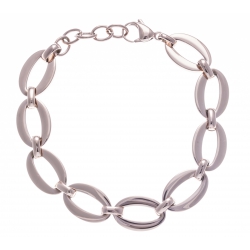 Bracelet acier rosé - ovales - 18+3cm