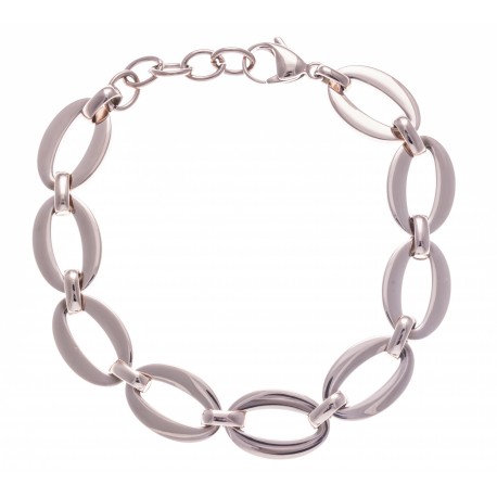 Bracelet acier rosé - ovales - 18+3cm