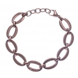 Bracelet acier café - ovales - 18+3cm