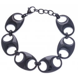 Bracelet acier noir - grain de café - 17+3cm