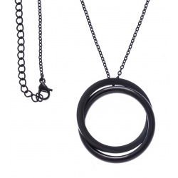 Collier acier noir - 2 ronds - 40+10cm