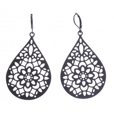 Boucles d'oreille acier noir - hauteur 5cm