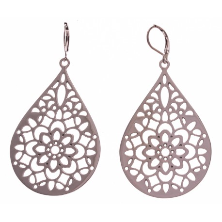 Boucles d'oreille acier rosé - hauteur 5cm