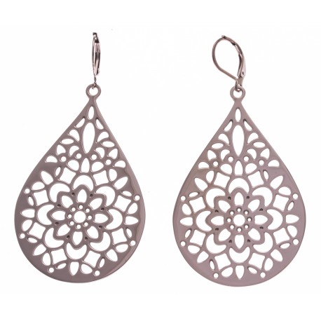 Boucles d'oreille acier rosé - hauteur 5cm