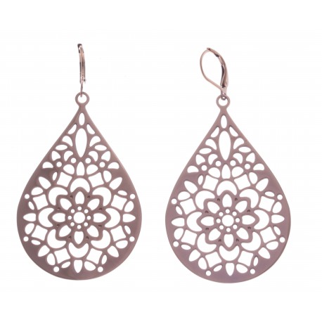 Boucles d'oreille acier café - hauteur 5cm