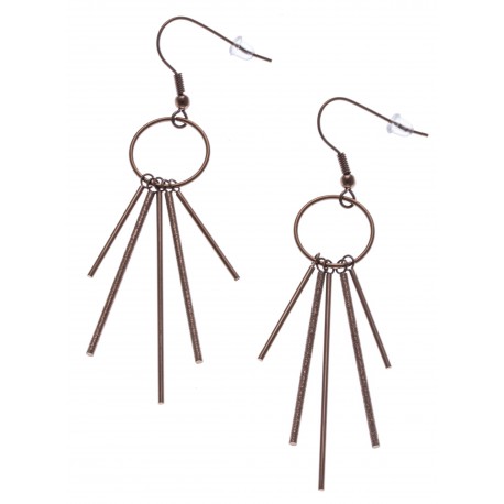 Boucles d'oreille acier café - batons - hauteur 6cm