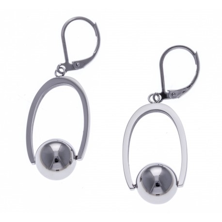 Boucles d'oreille acier boules tournantes